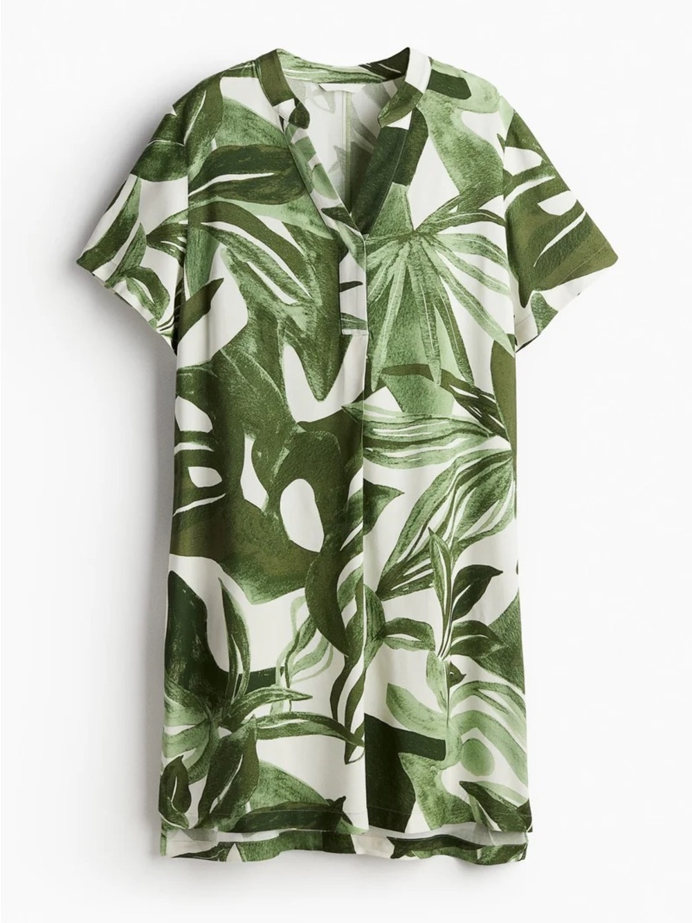 H&M Tropical Leaf Print Shift Dress 100% Viscose Size XL